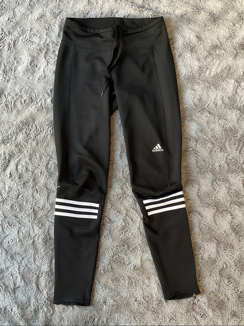 adidas Black Leggings with White Knee Stripes